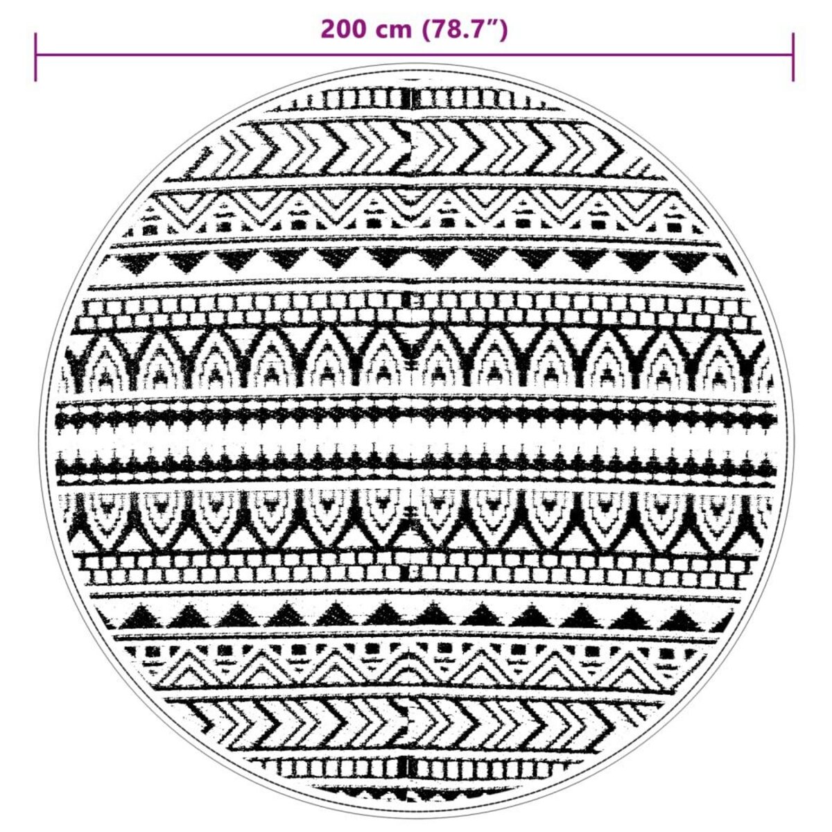 VIDAXL Tapis d'exterieur ARAKIL noir Ø200 cm PP