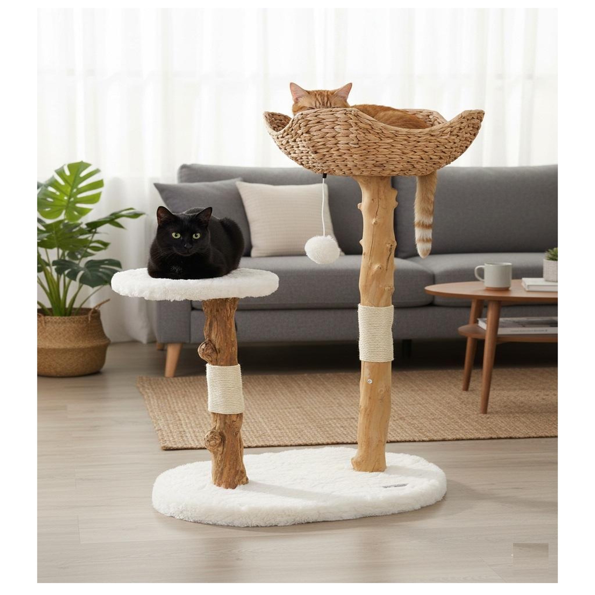 Voir la diapositive 5 : Eden Arbre a chat design avec corde et panier
