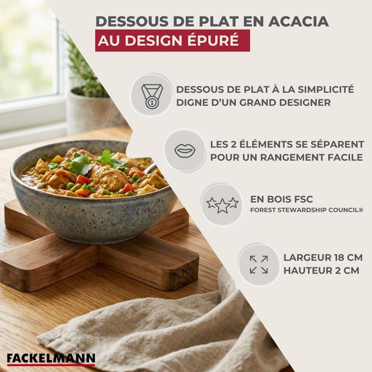 Fackelmann Dessous de Plat 18 cm Fackelmann Acacia