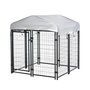 Voir la diapositive 1 : PAWHUT Chenil cage enclos chien entièrement couvert - porte verrouillable - 120 x 120 x 138cm - gris métal noir