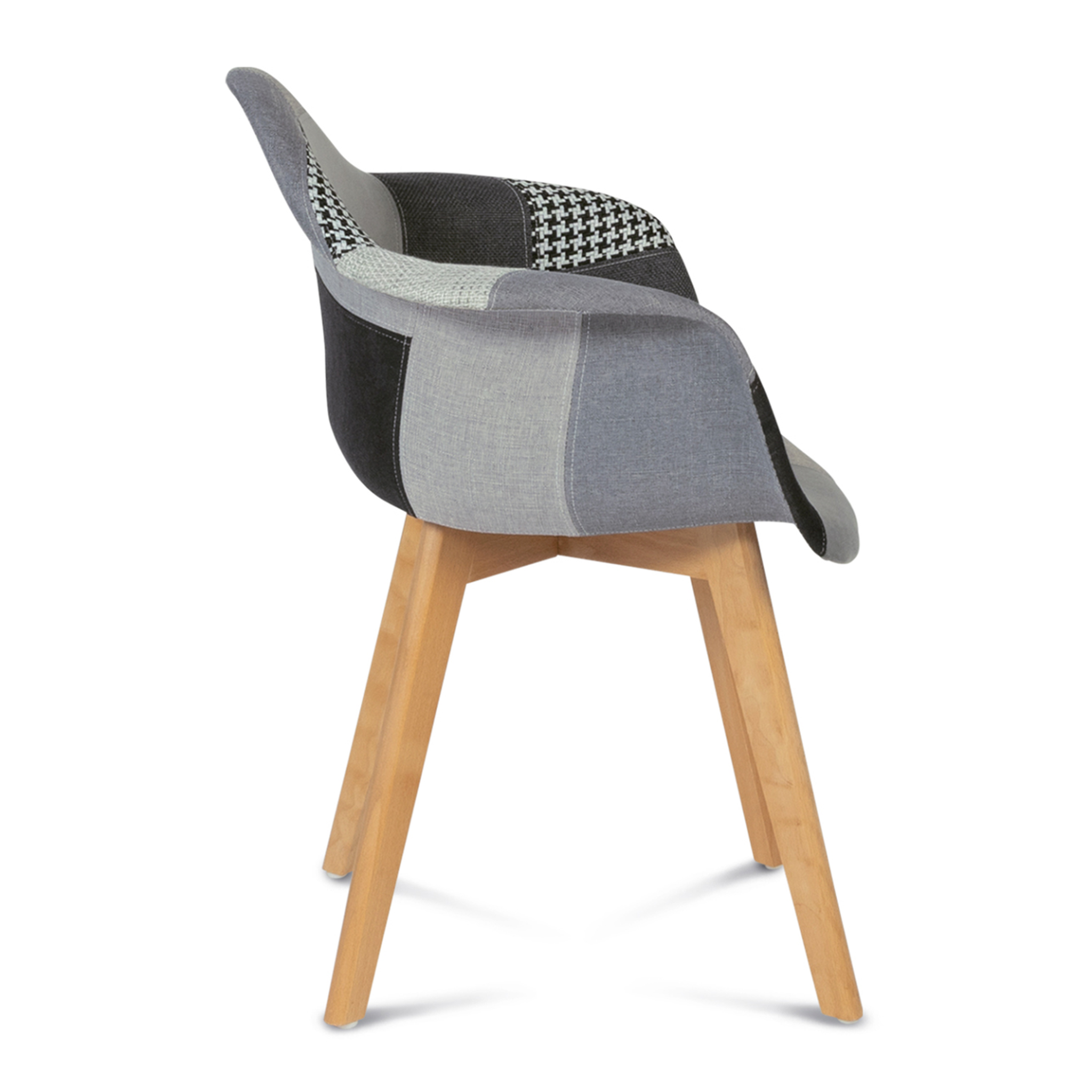 Voir la diapositive 6 : ID MARKET Lot de 2 chaises de salle à manger scandinaves, fauteuils de table sara motifs patchworks noirs, gris et blancs