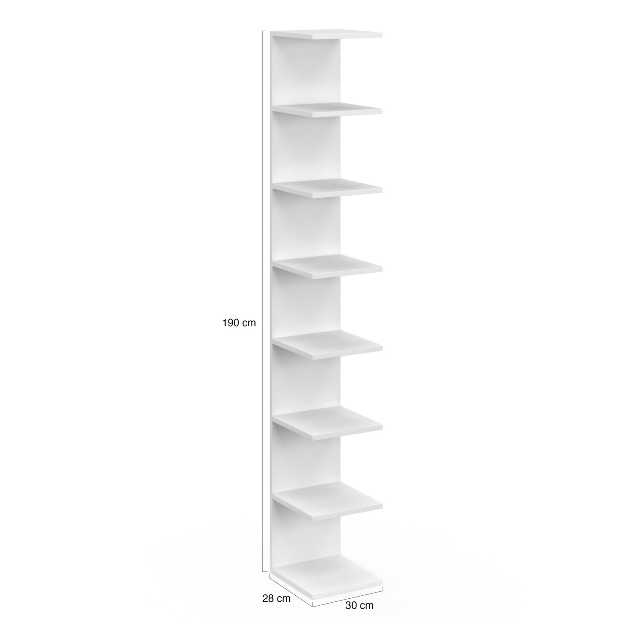 Voir la diapositive 5 : ID MARKET Etagère murale suspendue double position chiara 8 étagères blanc 190 cm