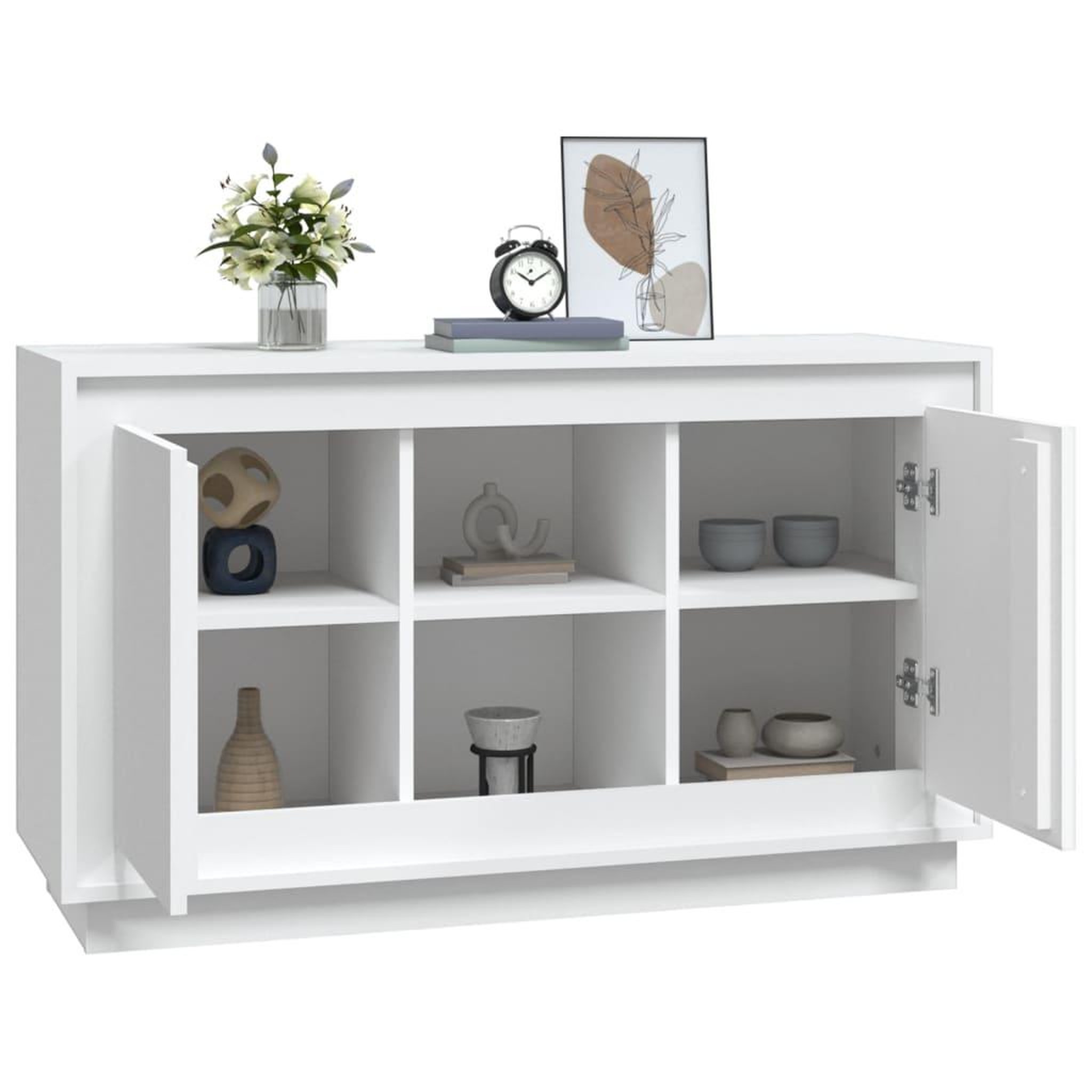 Voir la diapositive 4 : VIDAXL Buffet blanc 102x35x60 cm bois d'ingenierie