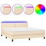 Voir la diapositive 2 : VIDAXL Sommier a lattes de lit avec matelas LED Creme 180x200 cm Tissu