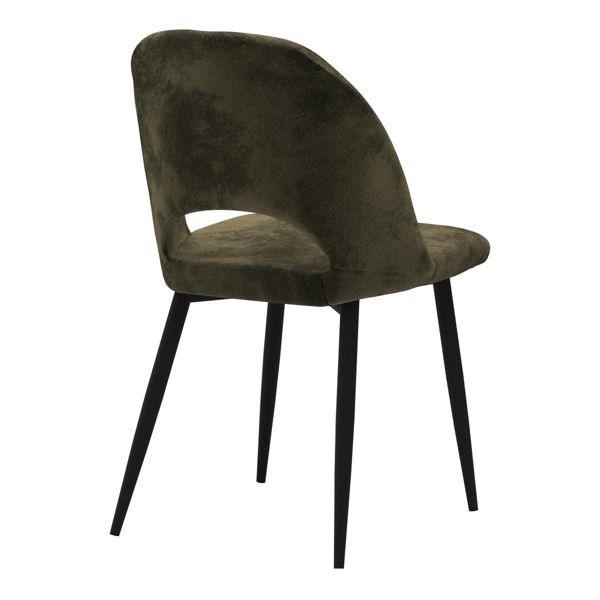 Voir la diapositive 5 : MAISON PAVANE Lot de 2 chaises en velours vert et pieds en métal noir-pénélope