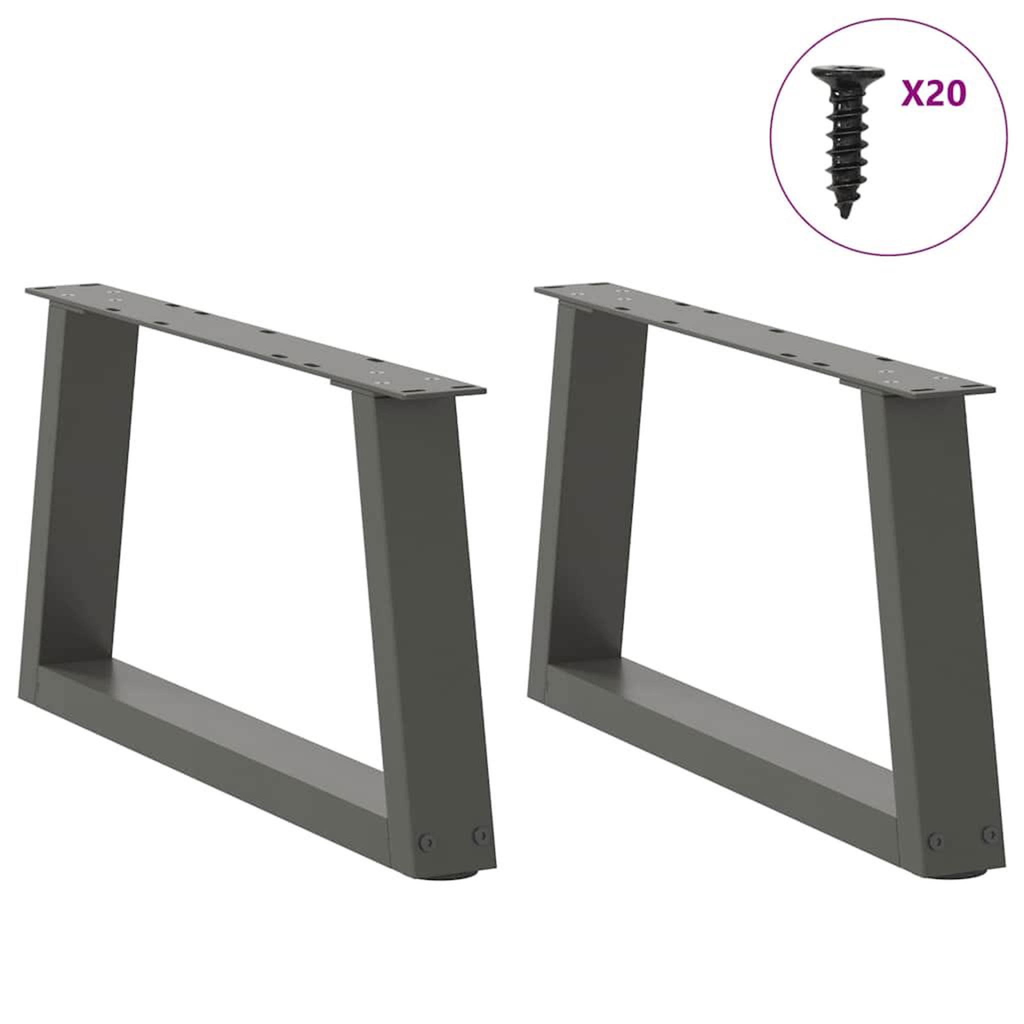 Voir la diapositive 3 : VIDAXL Pieds de table a manger forme V 2 pcs anthracite 50x(30-31,3)cm