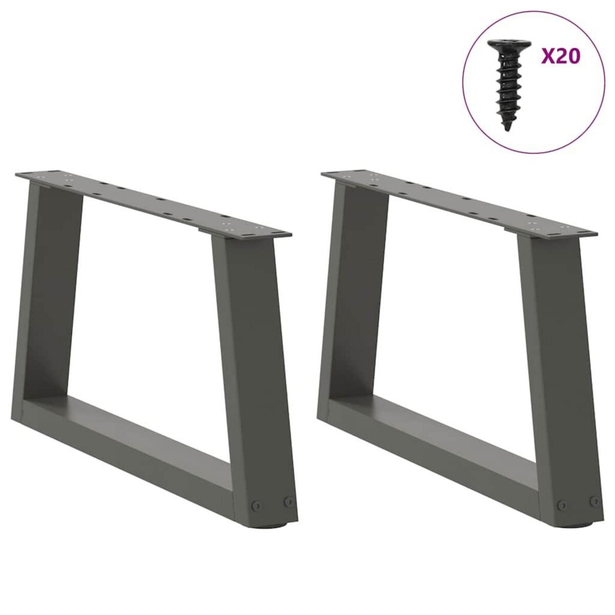 VIDAXL Pieds de table a manger forme V 2 pcs anthracite 50x(30-31,3)cm