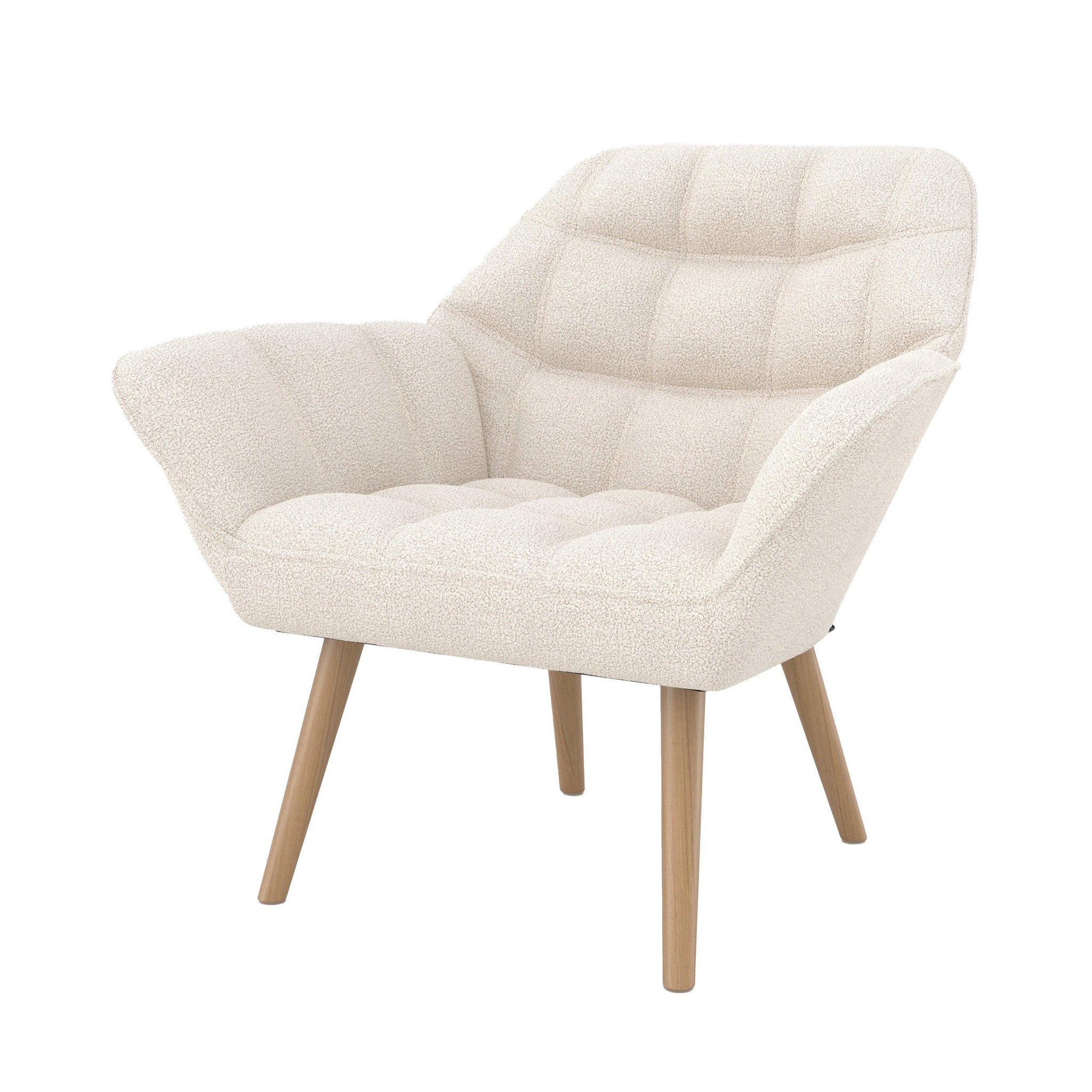 MAISON PAVANE Fauteuil en tissu bouclé blanc-simba