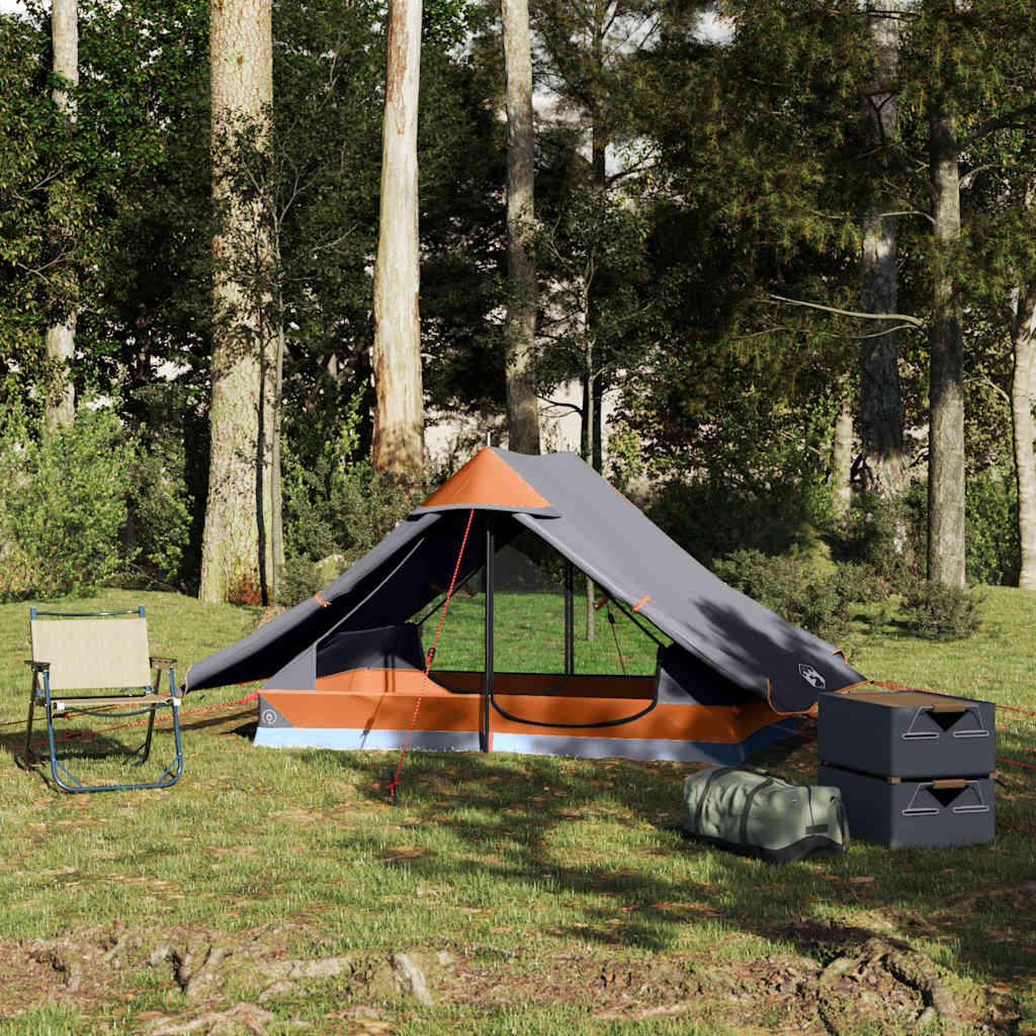 Voir la diapositive 4 : VIDAXL Tente de camping 2 personnes gris impermeable
