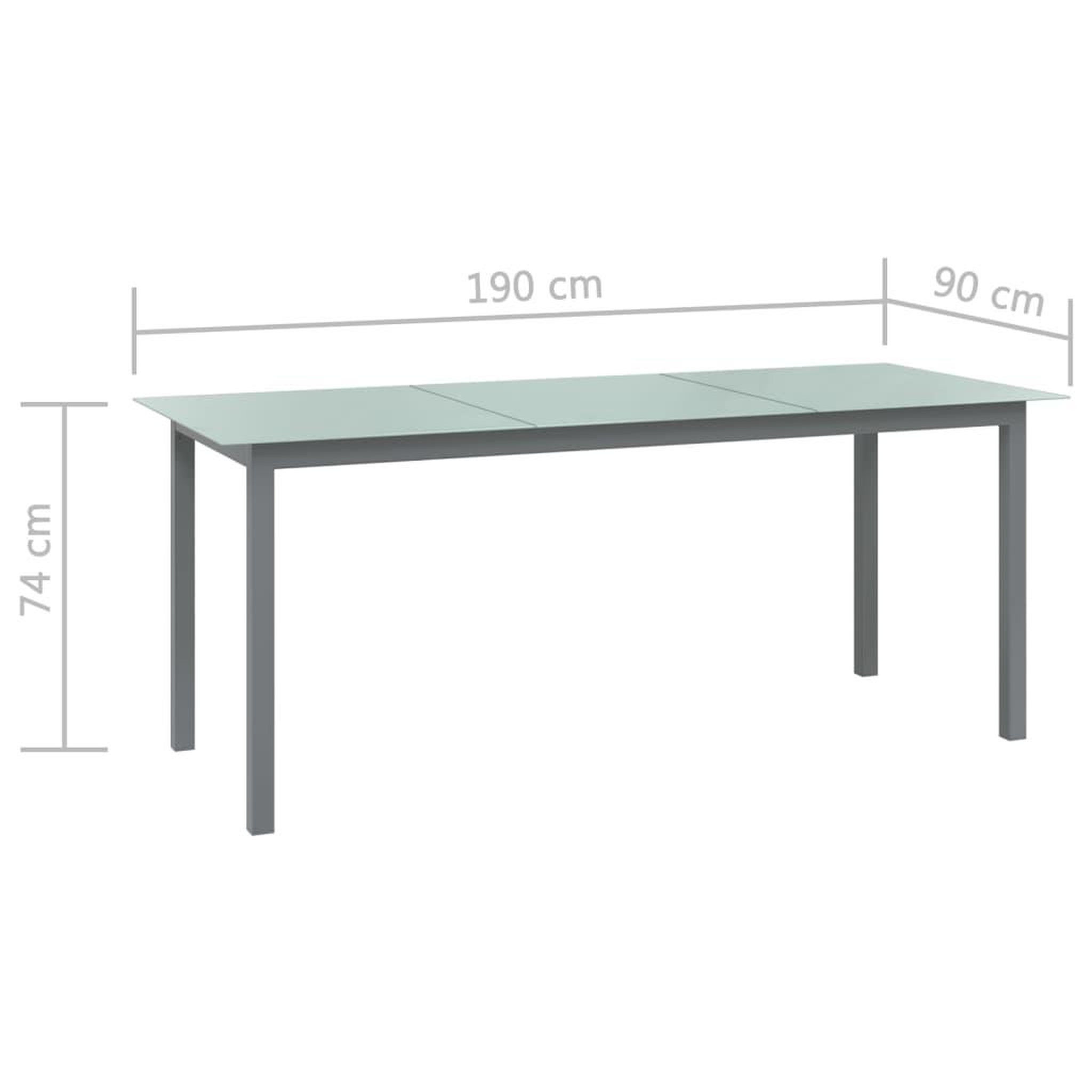Voir la diapositive 6 : VIDAXL Table de jardin Gris clair 190x90x74 cm Aluminium et verre