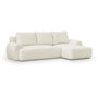 Voir la diapositive 3 : MARKET24 Canapé d'angle droit convertible 4/5 places MILO - Tissu bouclette beige clair - Coffre de rangement - L 264 x H 84 x P 99/145