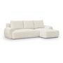 Voir la diapositive 3 : MARKET24 Canapé d'angle droit convertible 4/5 places MILO - Tissu bouclette beige clair - Coffre de rangement - L 264 x H 84 x P 99/145