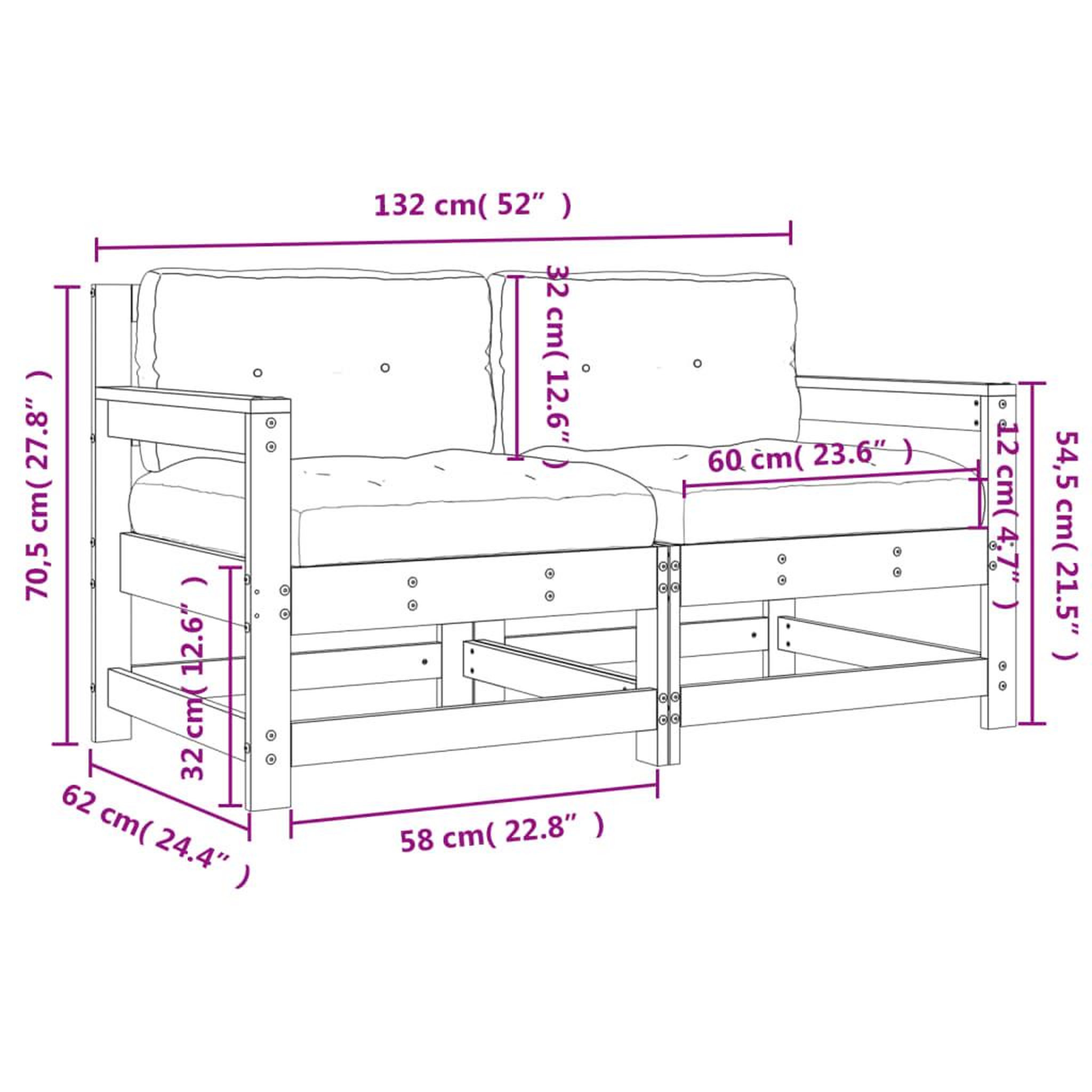 Voir la diapositive 6 : VIDAXL Chaises de jardin et coussins lot de 2 blanc bois de pin massif