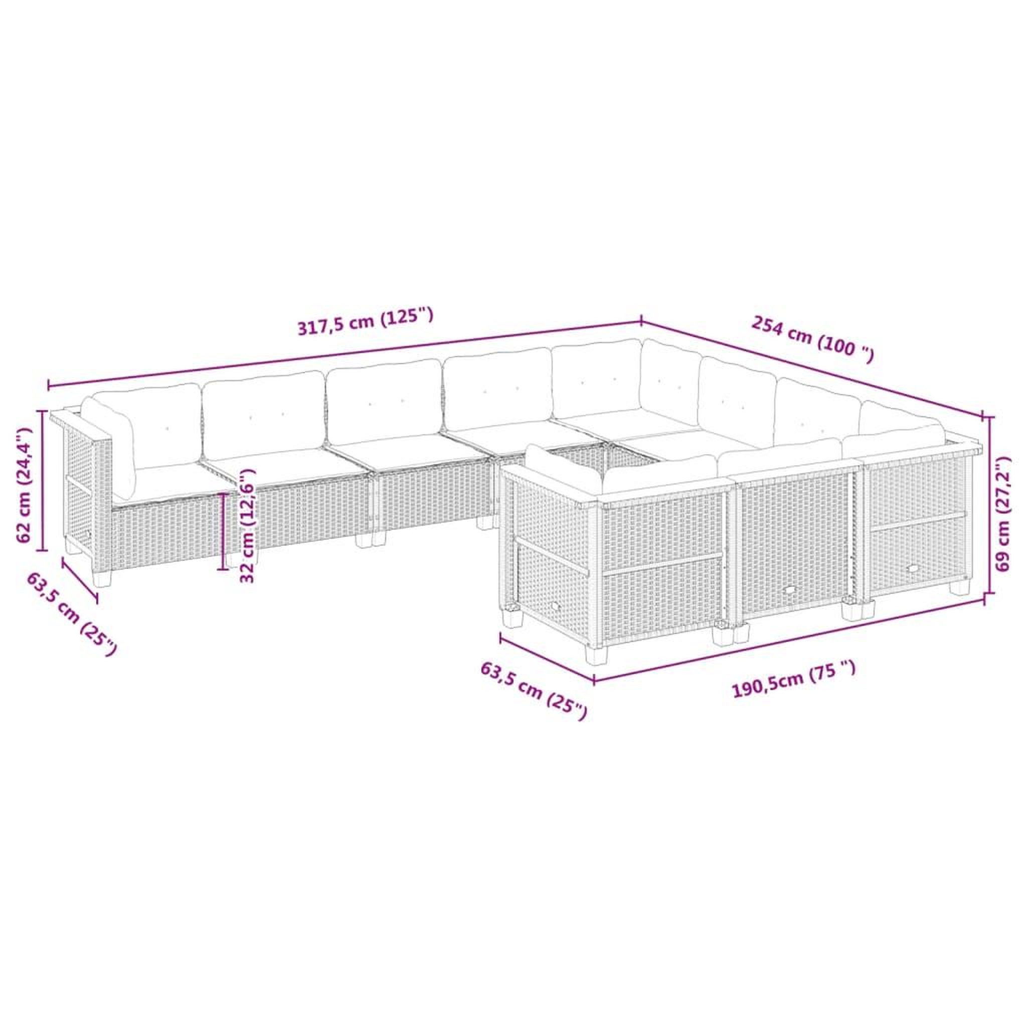 Voir la diapositive 6 : VIDAXL Salon de jardin 10 pcs avec coussins noir resine tressee
