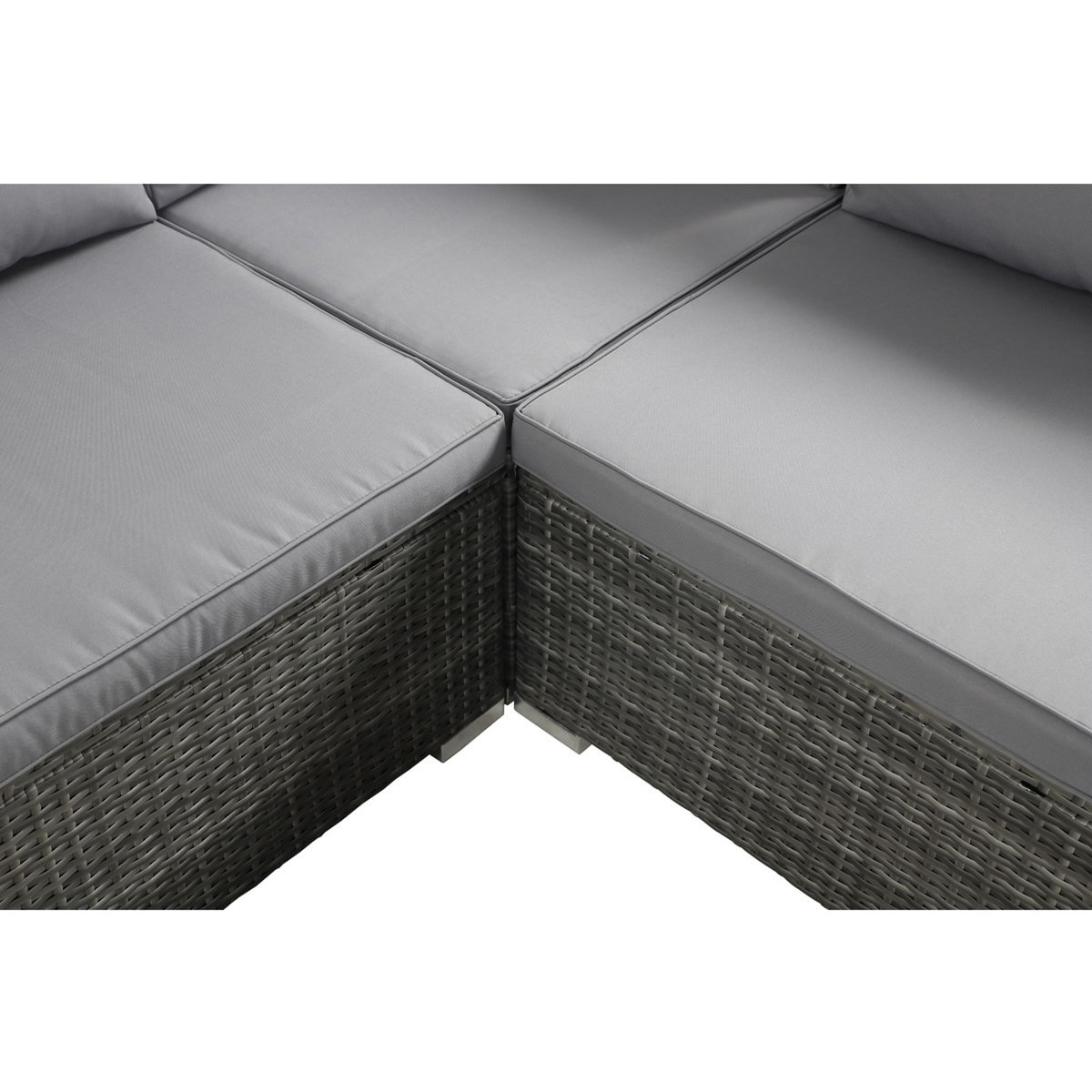 Beau rivage Salon bas de jardin d'angle - Résine tressée - Grise - STELLA