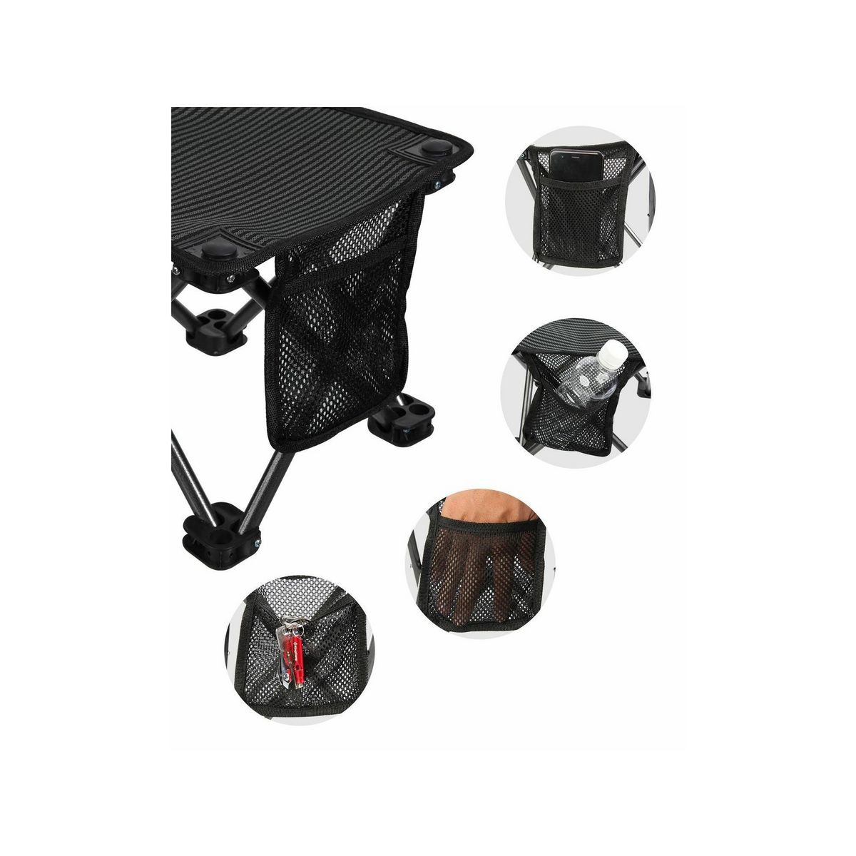 KINGCAMP Mini tabouret pliable - Kingcamp - Noir - Sac de transport inclus