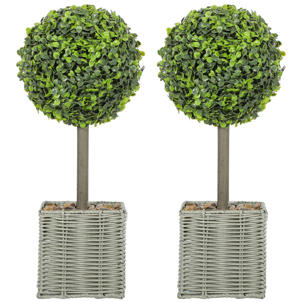 HOMCOM Lot de 2 plantes artificielles 50H cm en plastique vert