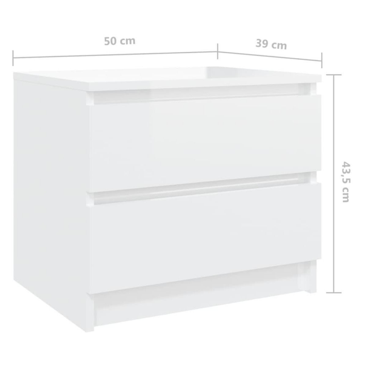 VIDAXL Table de chevet Blanc brillant 50x39x43,5 cm Agglomere