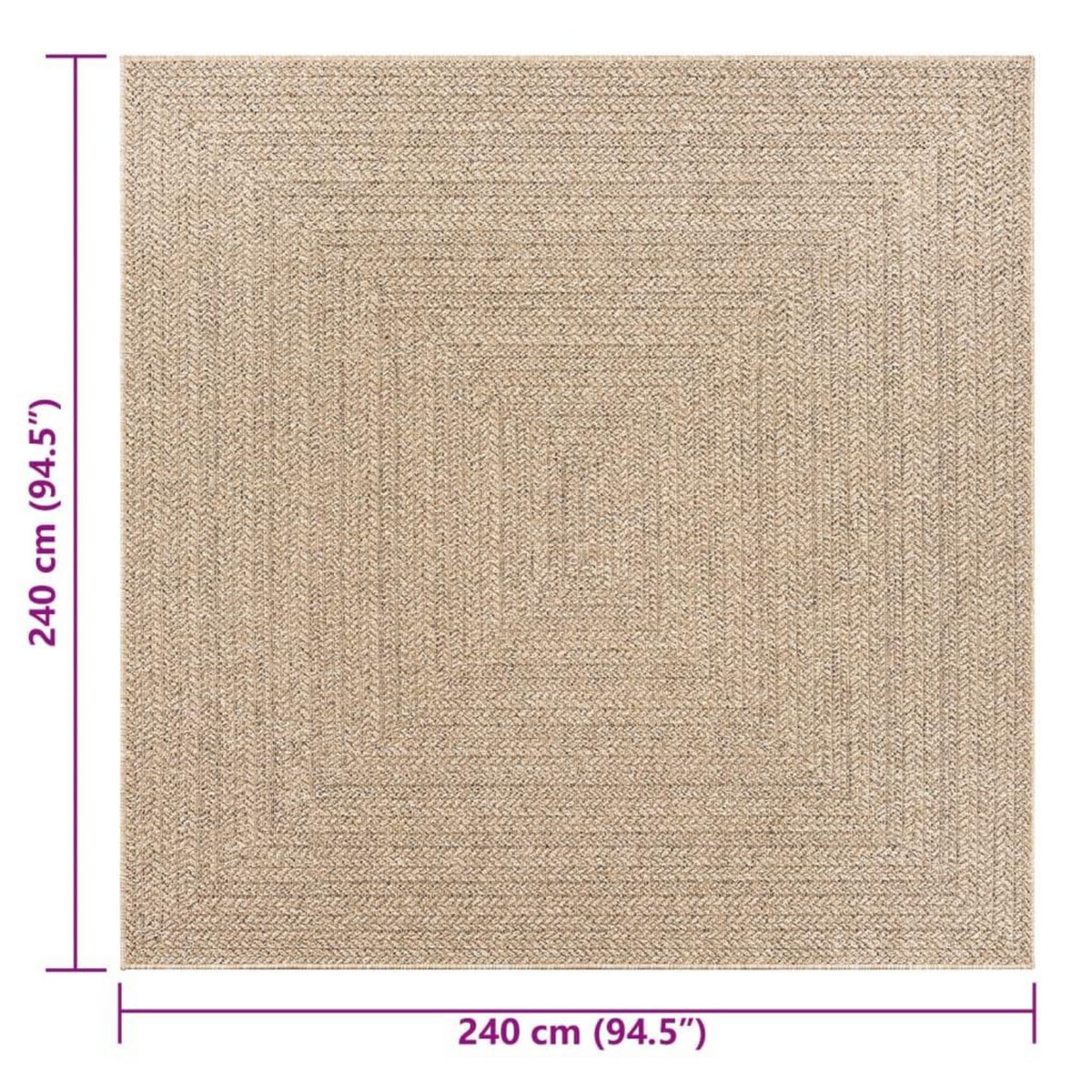 VIDAXL Tapis ZIZUR 240x240 cm aspect de jute interieur et exterieur