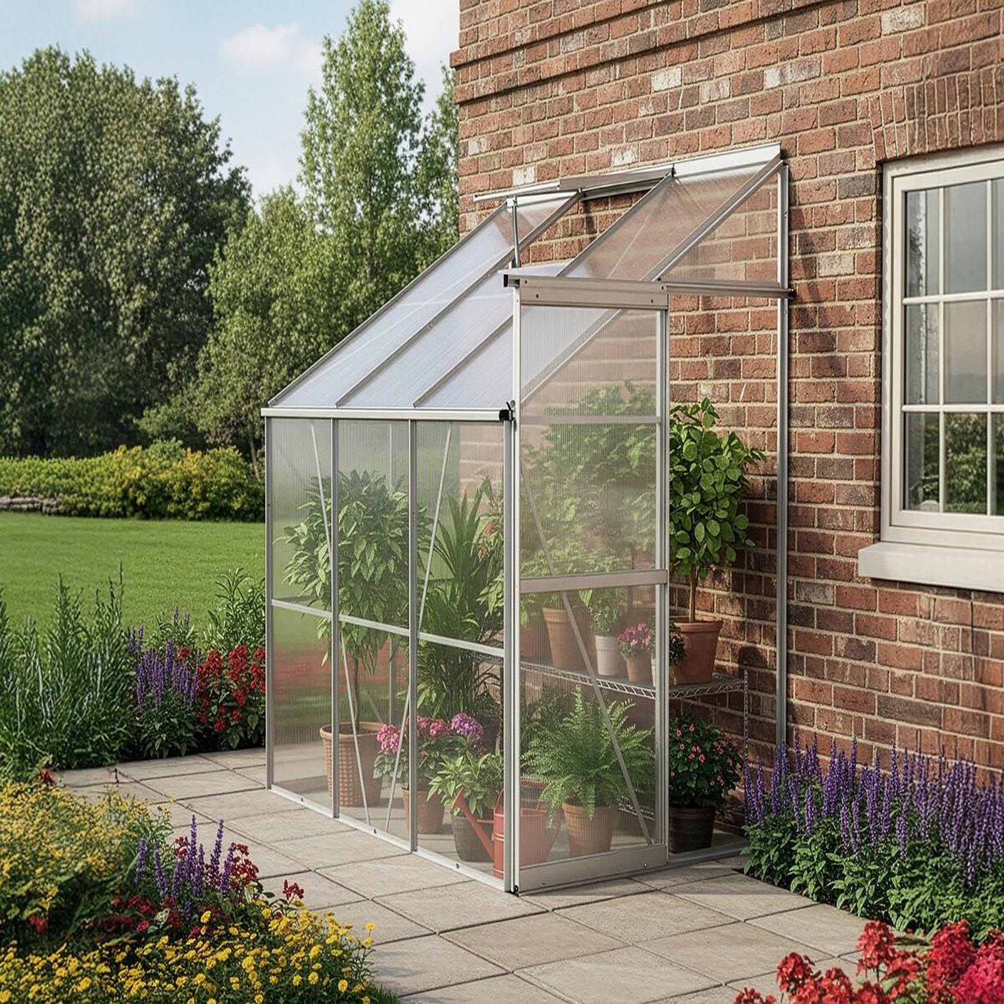 Voir la diapositive 2 : Habitat et Jardin Serre jardin adossée en polycarbonate  Aneth  190 x 125 x 195 cm - 2,37 m²