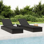 Voir la diapositive 1 : VIDAXL Chaise longue 1 pc avec coussin noir 201x55x62cm résine tressée