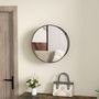 Voir la diapositive 5 : HOMCOM Miroir mural rond dia. 50 cm - 2 étagères - cadre métal noir