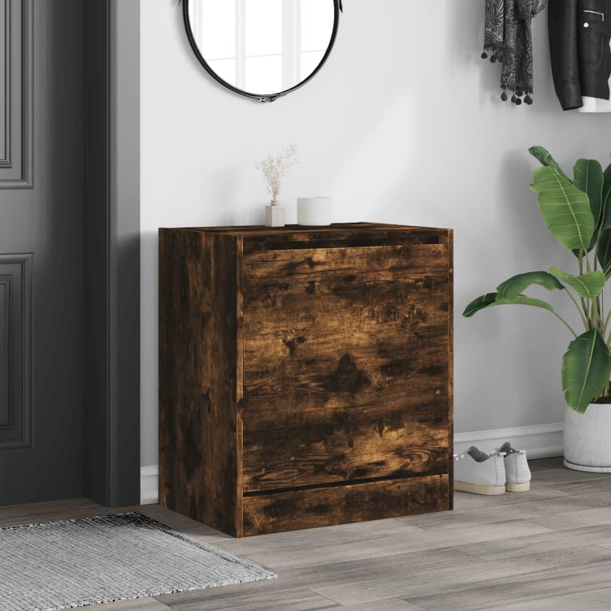 Voir la diapositive 3 : VIDAXL Armoire a chaussures chene fume 60x42x69 cm bois d'ingenierie