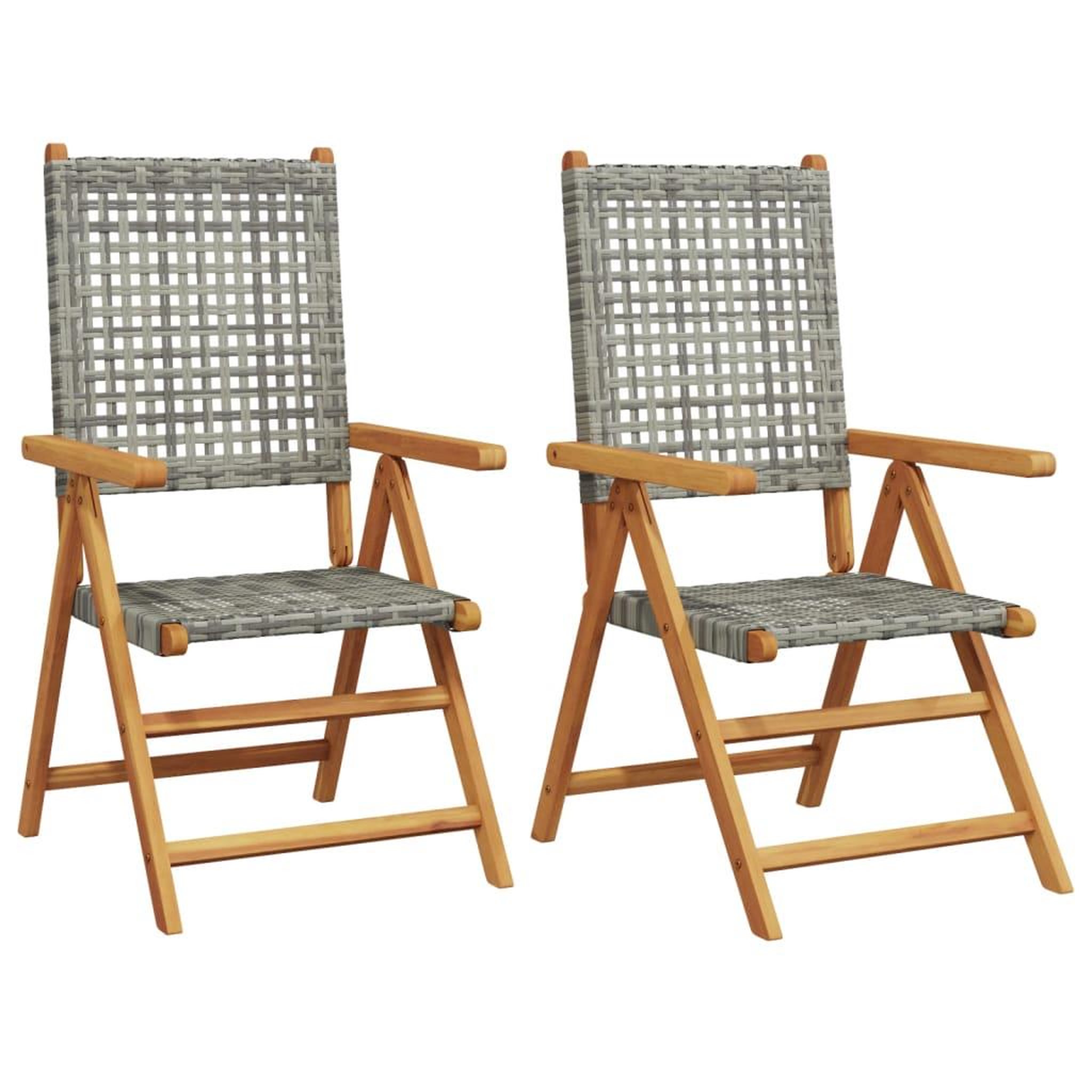 Voir la diapositive 2 : VIDAXL Chaises de jardin lot de 2 gris bois massif d'acacia et rotin