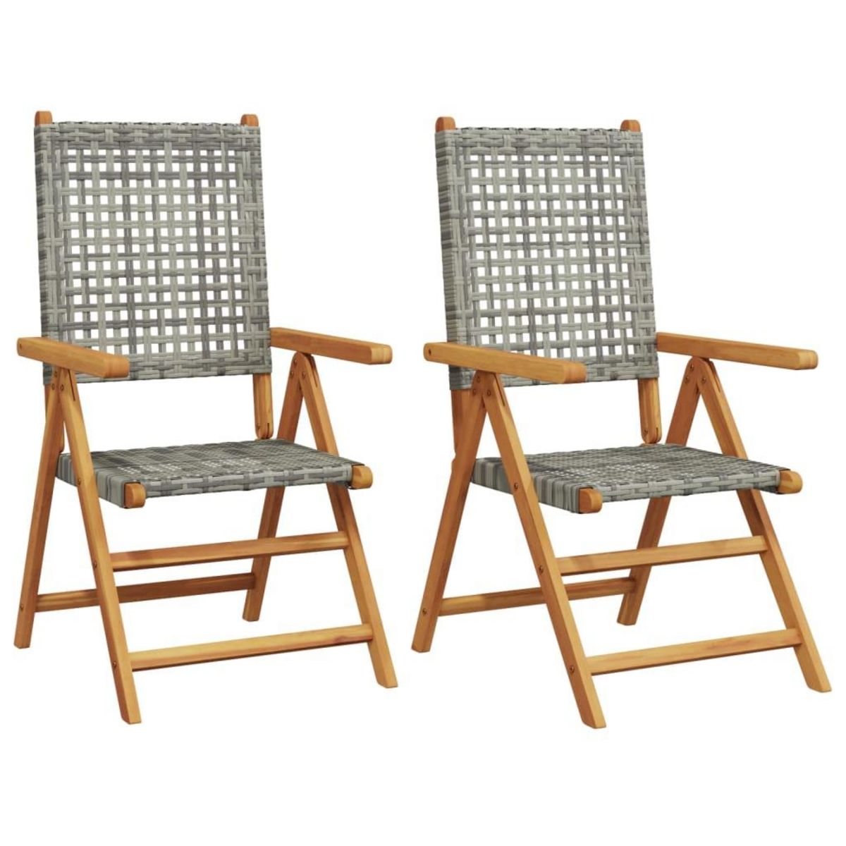 VIDAXL Chaises de jardin lot de 2 gris bois massif d'acacia et rotin