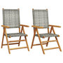 Voir la diapositive 2 : VIDAXL Chaises de jardin lot de 2 gris bois massif d'acacia et rotin