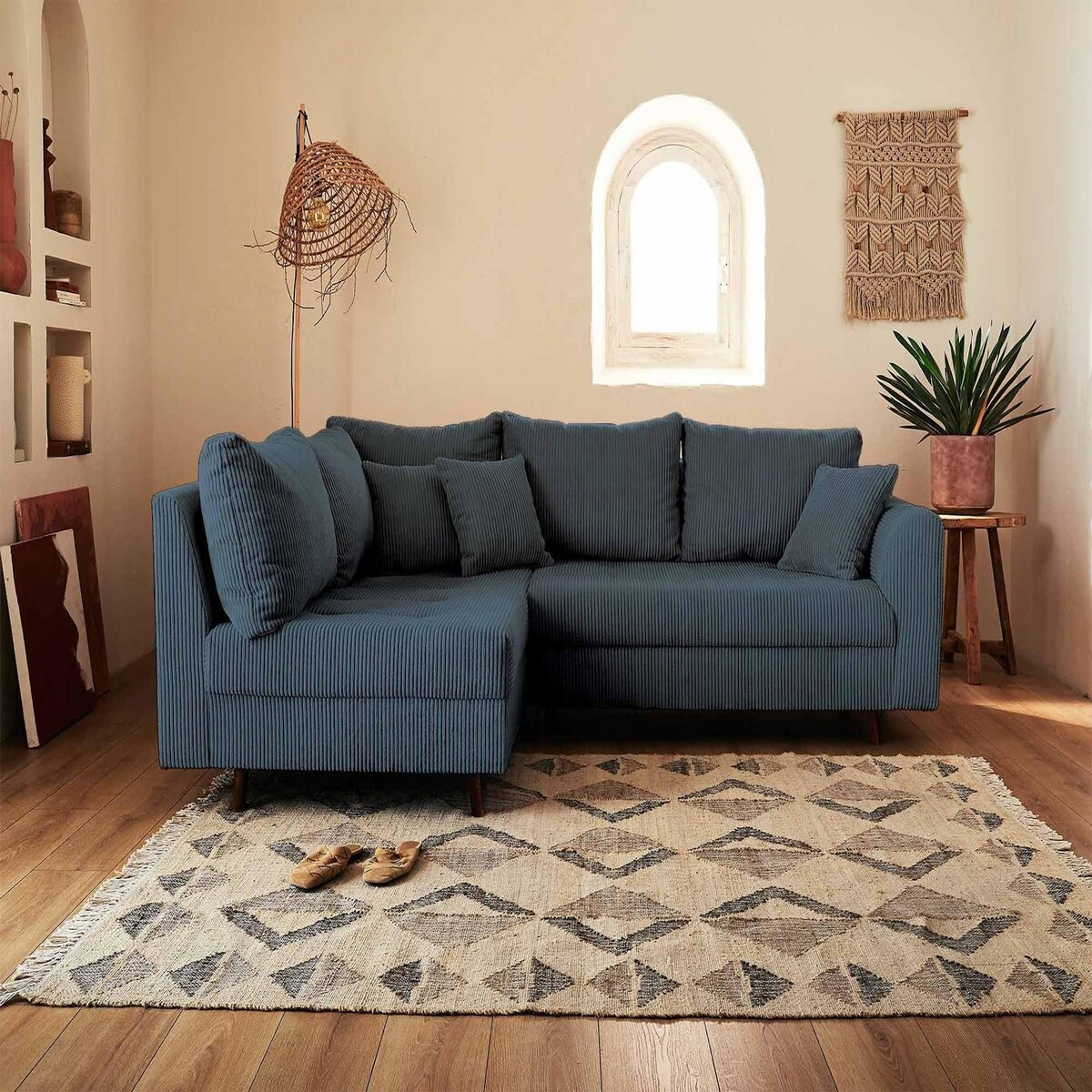 LISA DESIGN Rune - canapé d'angle gauche - 4 places - en velours côtelé