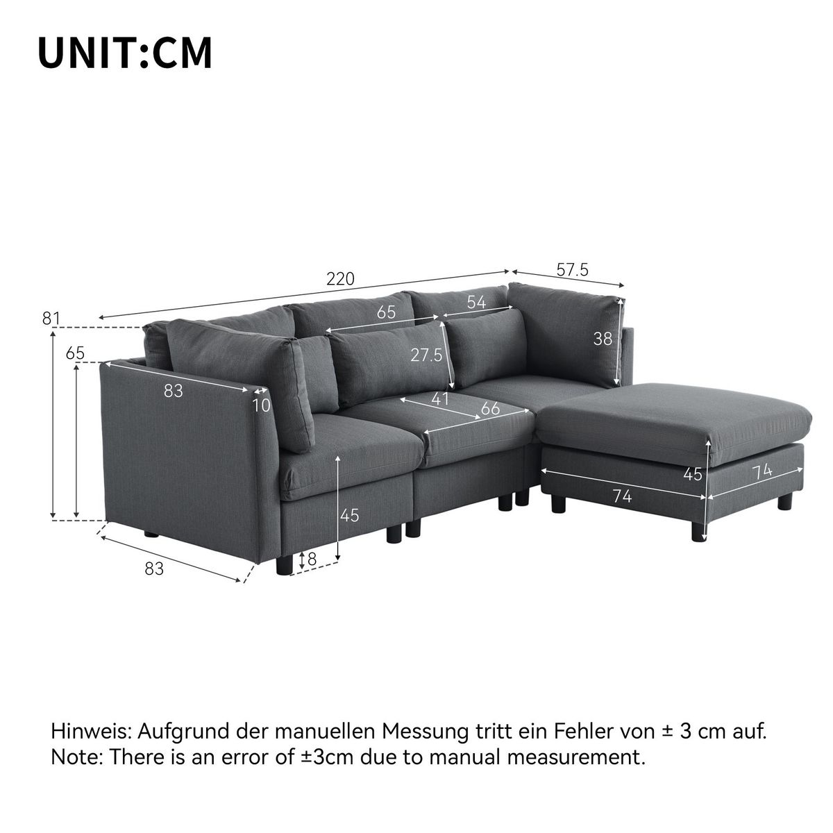 MERAX Canapé Angle Fixe Méridienne Réversible Lin