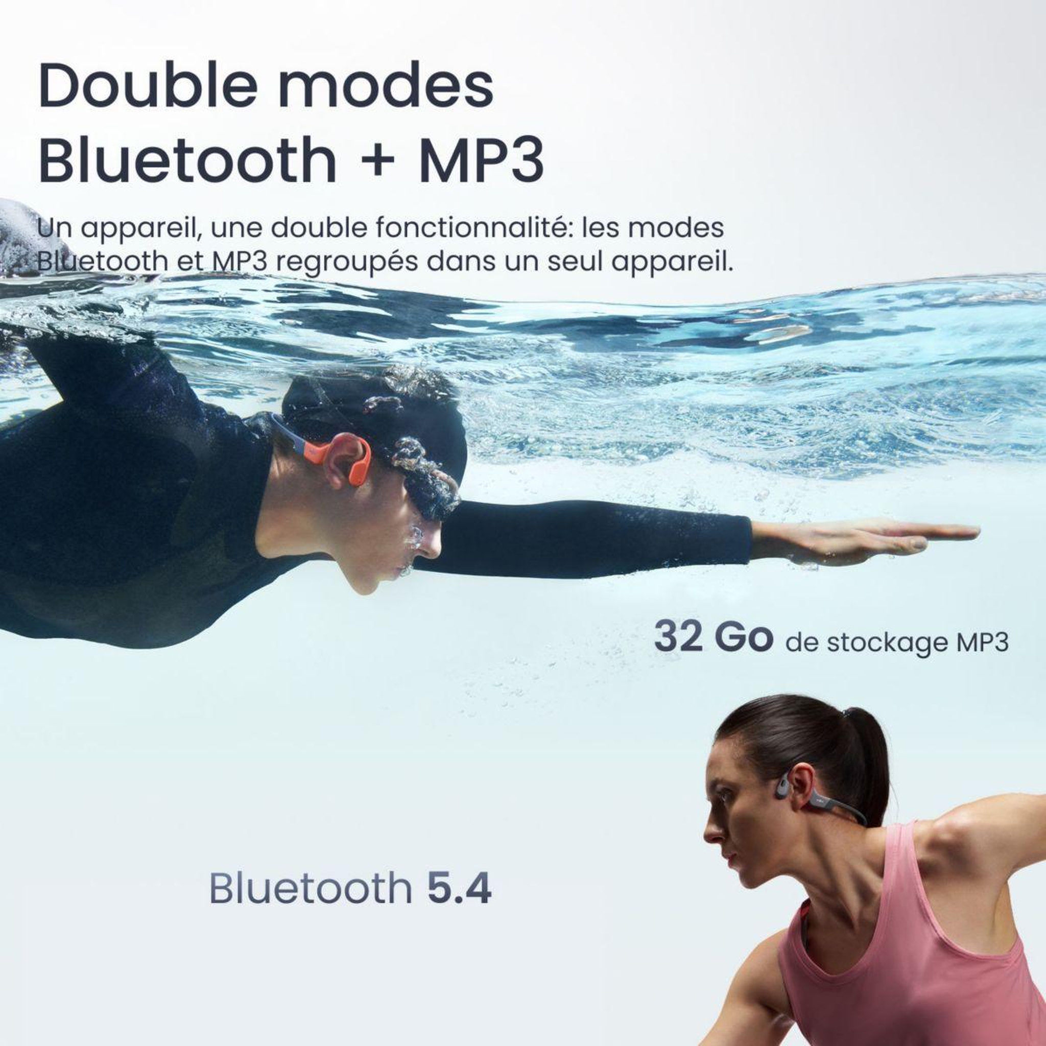 Voir la diapositive 3 : SHOKZ Casque openswim pro gris