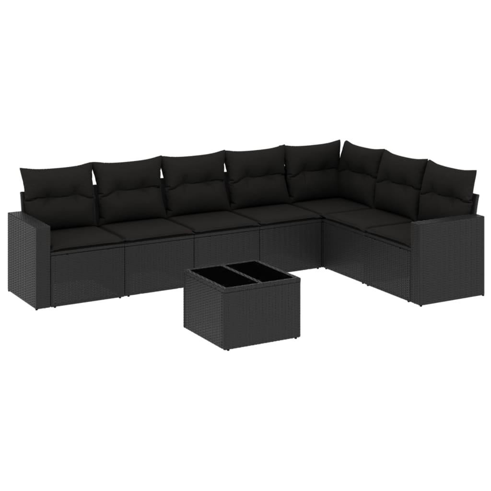 Voir la diapositive 2 : VIDAXL Salon de jardin 8 pcs avec coussins noir resine tressee