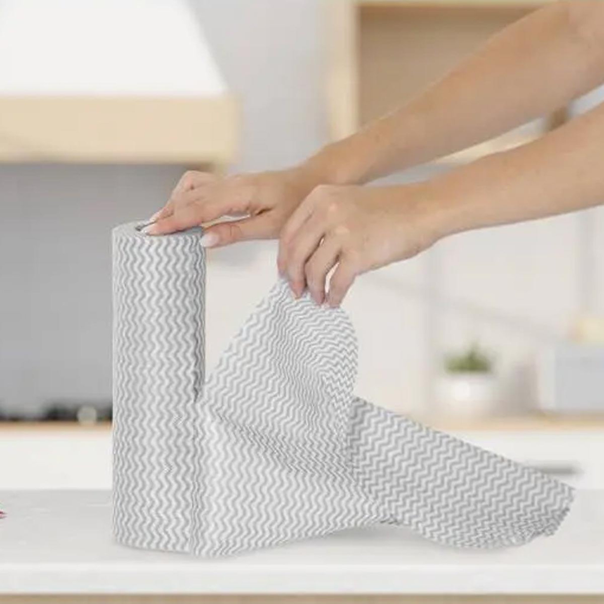 Voir la diapositive 4 : FIVE Rouleau de chiffons à découper  40 lavettes  25cm gris