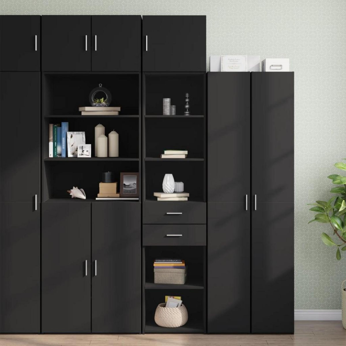 VIDAXL Armoire de rangement mince noir 45x42,5x225cm bois d'ingenierie