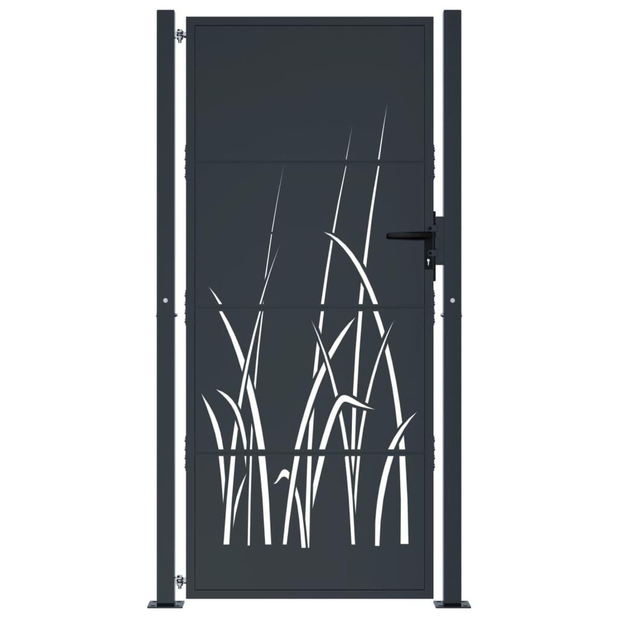 Voir la diapositive 3 : VIDAXL Portail de jardin anthracite 105x205cm acier conception d'herbe