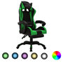 Voir la diapositive 1 : VIDAXL Fauteuil de jeux video avec LED RVB Vert et noir Similicuir