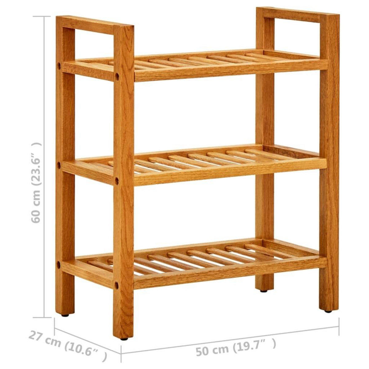 VIDAXL Etagere a chaussures a 3 niveaux 50x27x60 cm Chene massif
