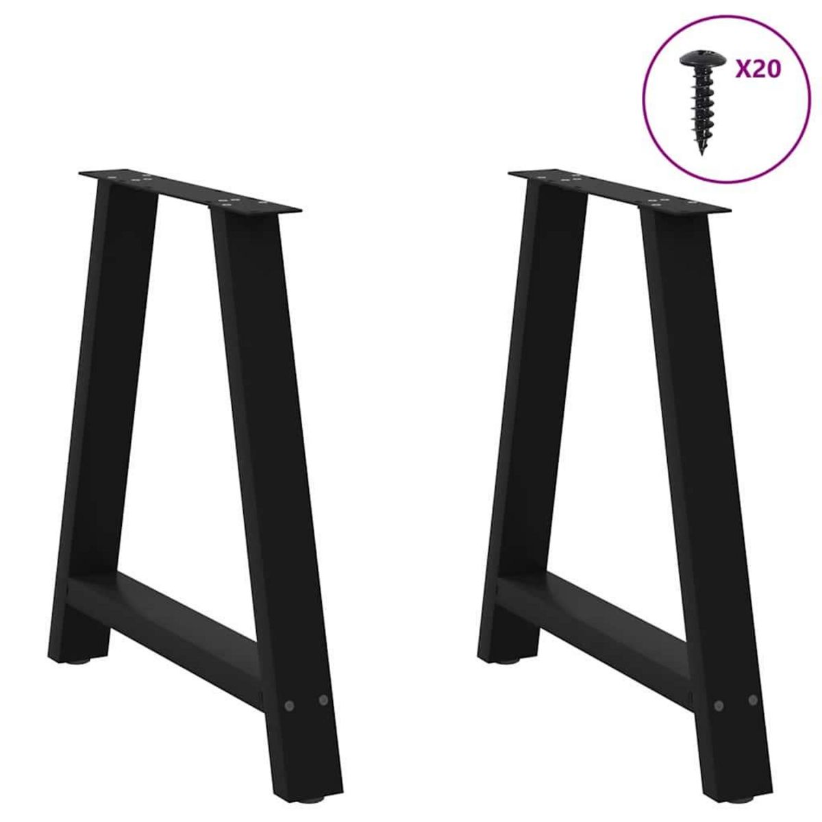 VIDAXL Pieds de table basse forme de A 2 pcs noir 70x(72-73) cm acier