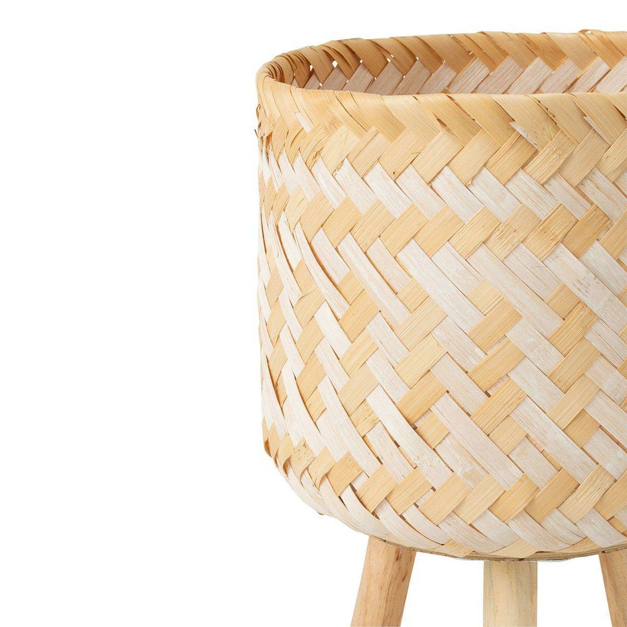 Voir la diapositive 3 : J-LINE Lot de 3 cache-pots sur pied  baudoin  66cm naturel & blanc