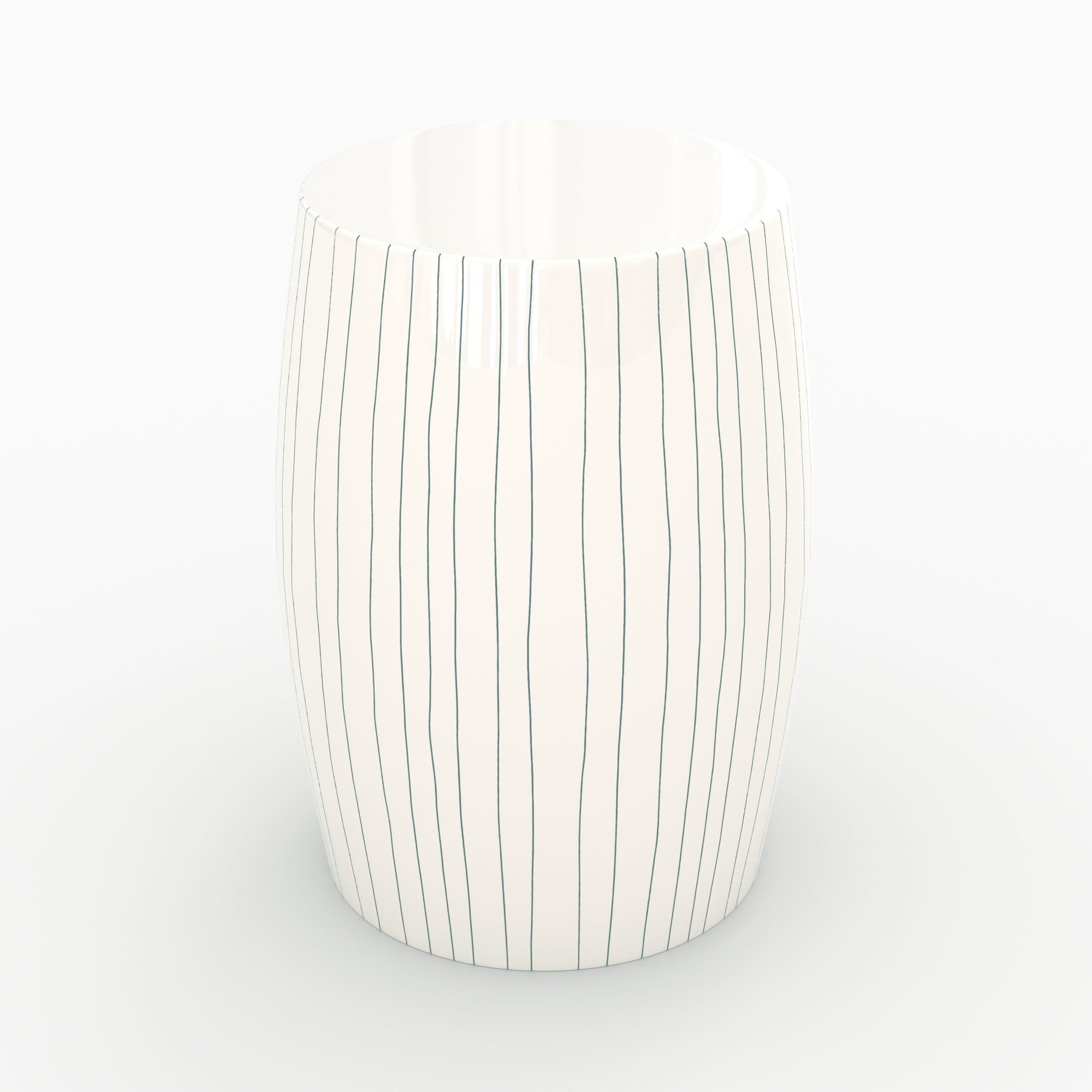 MAISON PAVANE Table d'appoint ronde en métal blanc rayé D26 cm-Nello