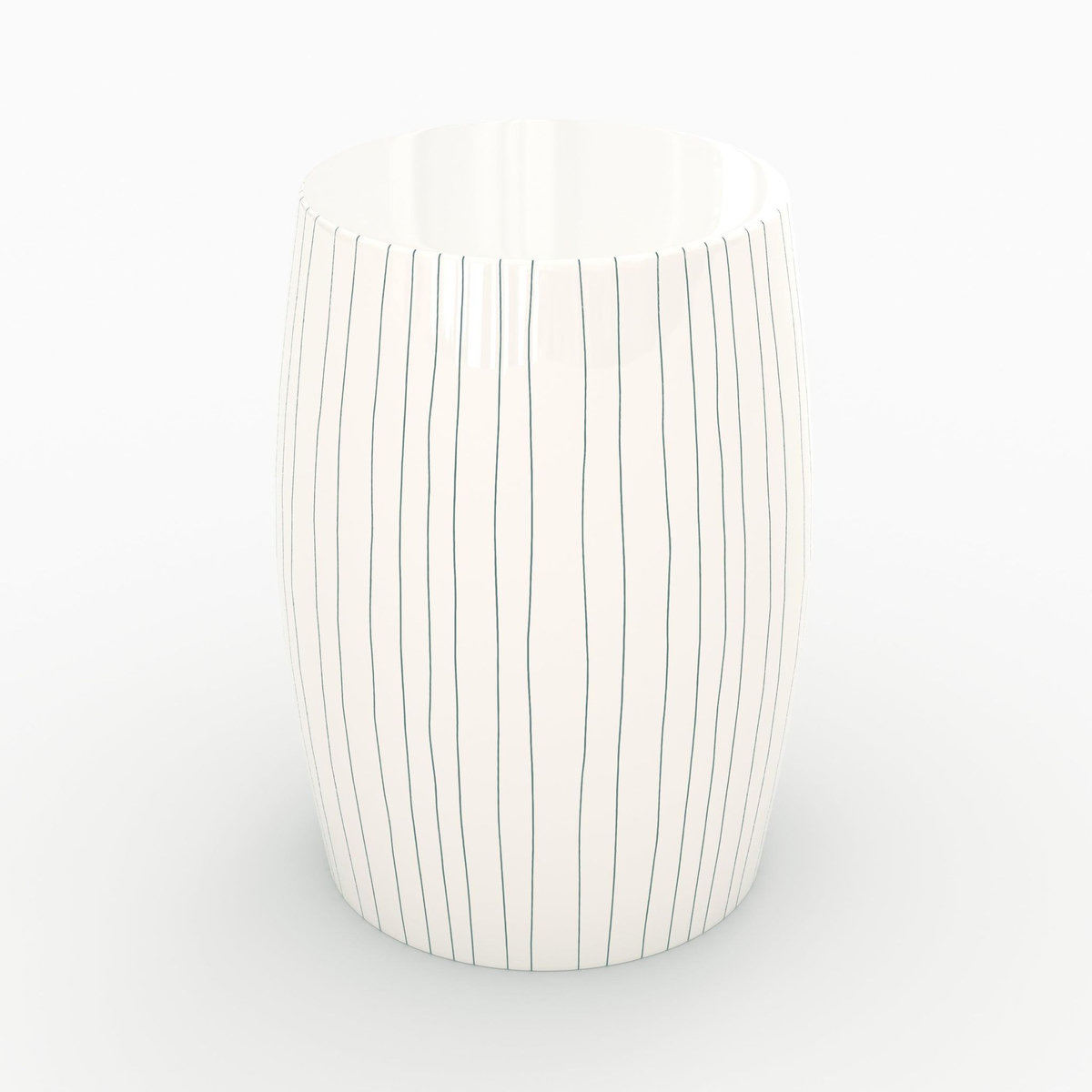 Rendez vous déco Table d'appoint ronde en métal blanc rayé D26 cm-Nello