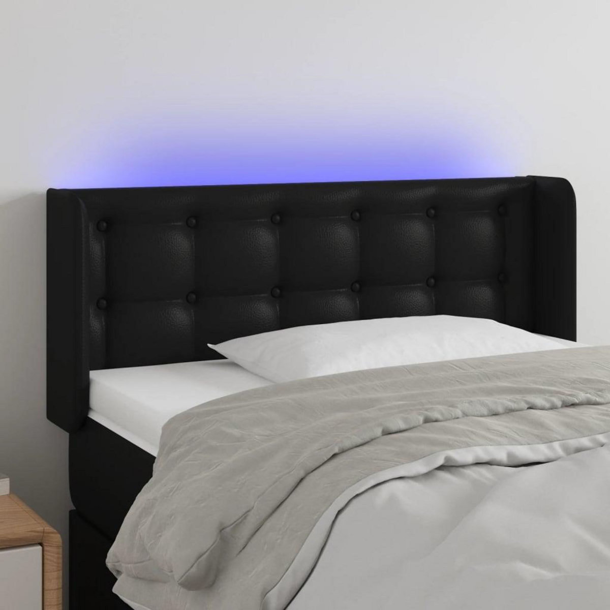 VIDAXL Tete de lit a LED Noir 103x16x78/88 cm Similicuir
