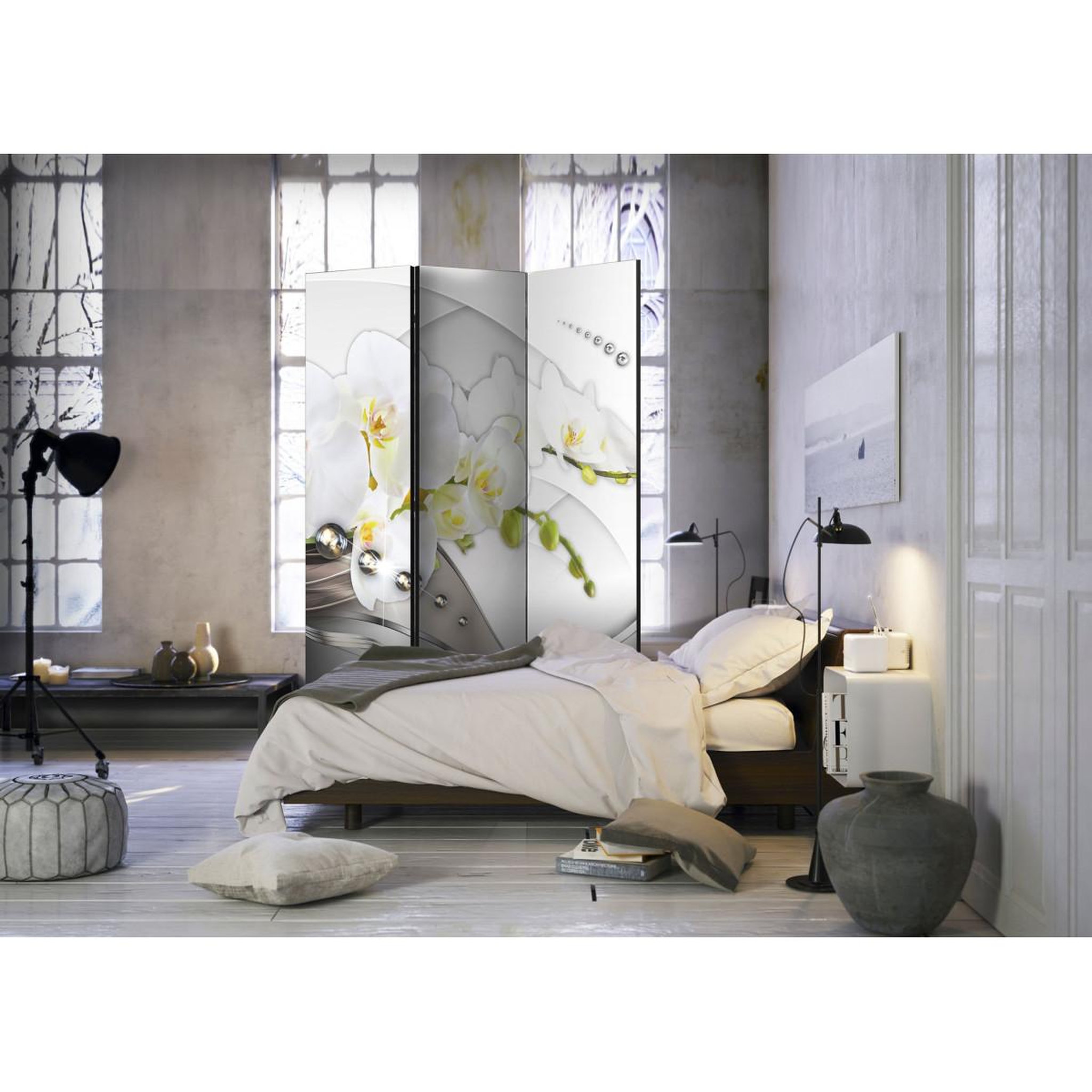 Voir la diapositive 2 : Paris Prix Paravent 3 volets  pearl dance of orchids  135x172cm