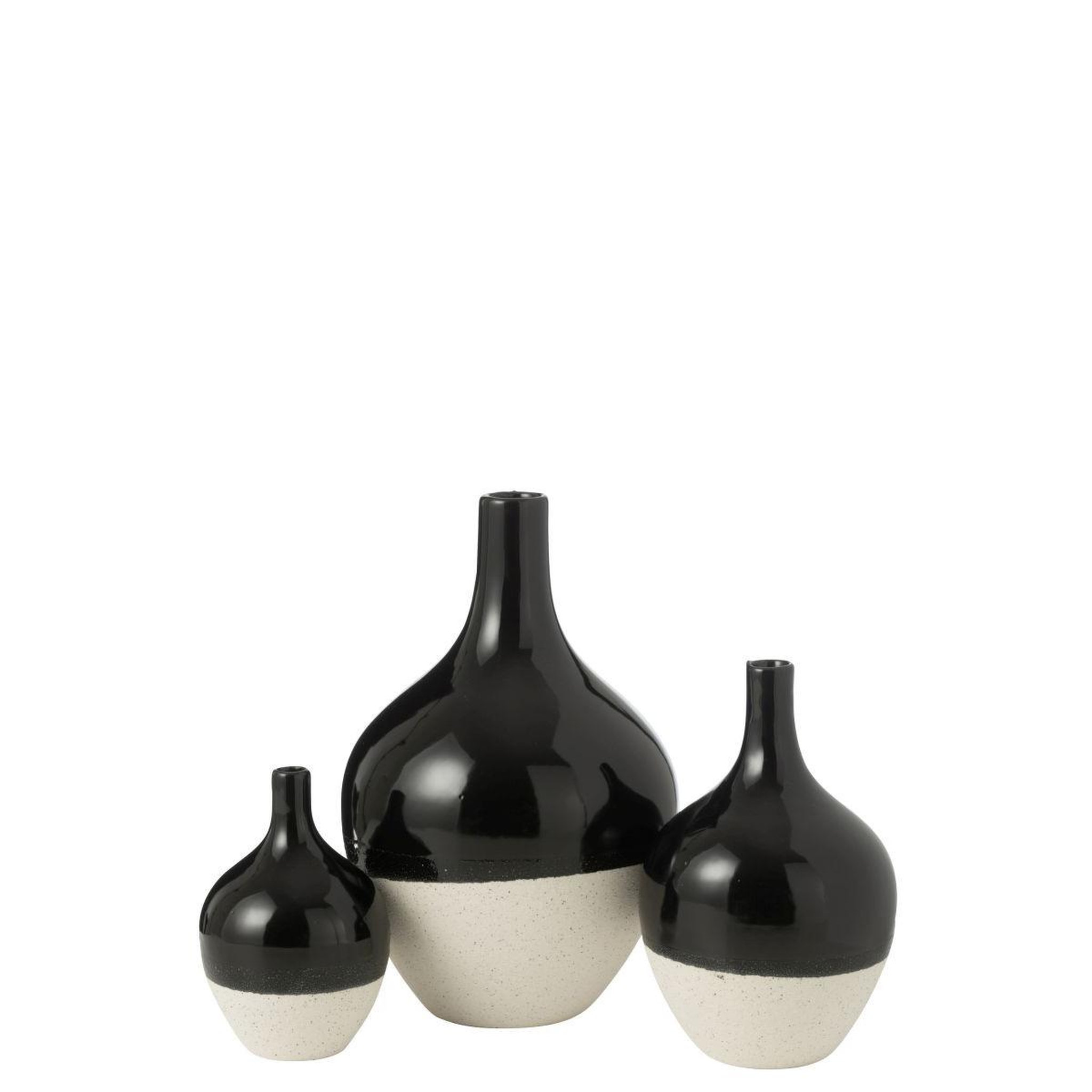 Voir la diapositive 2 : J-LINE Vase déco en porcelaine  iva  32cm noir & blanc
