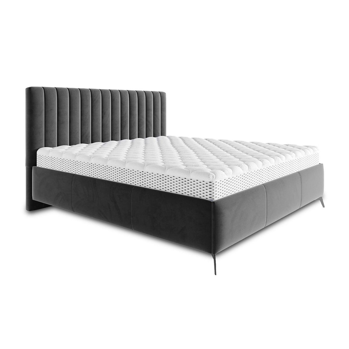 BEST MOBILIER Mendoza - lit coffre - 160x200 - sommier inclus - en velours