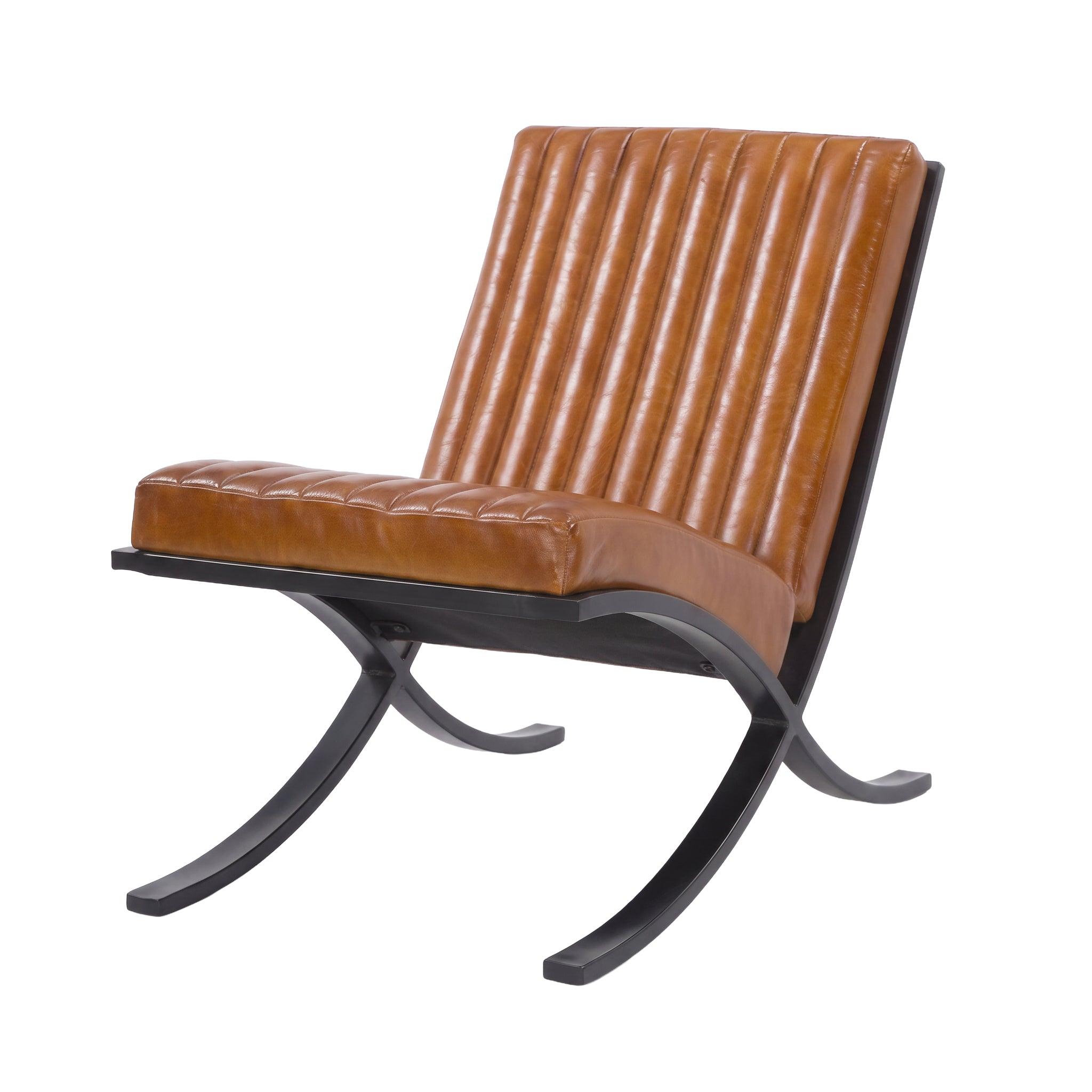 MAISON PAVANE Fauteuil en cuir de buffle marron-gustave
