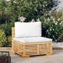 Voir la diapositive 1 : VIDAXL Canape central de jardin et coussins creme Bois de teck massif