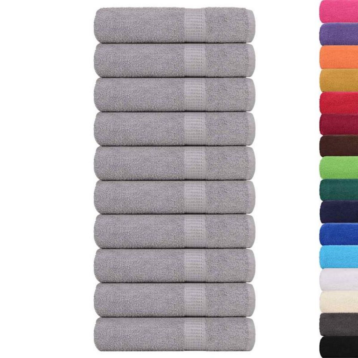 VIDAXL Serviettes de bain 10 pcs gris 100x150 cm 360 g m² 100% coton